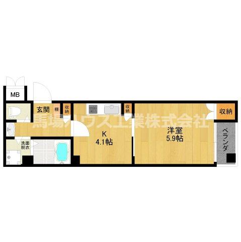ラルーチェ杉本町(1DK/1階)の間取り写真