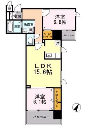 セルティスコート(2LDK/6階)の間取り写真