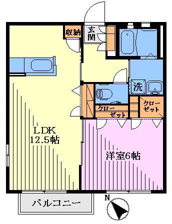 ステラハウゼ(1LDK/1階)の間取り写真