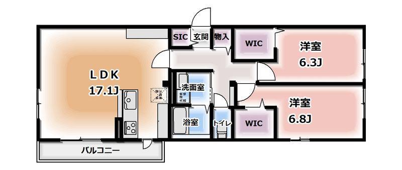 HEIMMAISON中田本町D(2LDK/2階)の間取り写真