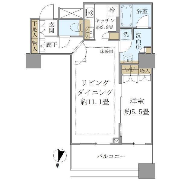 BRILLIA 大井町 LA VIE EN TOWER(1LDK/18階)の間取り写真