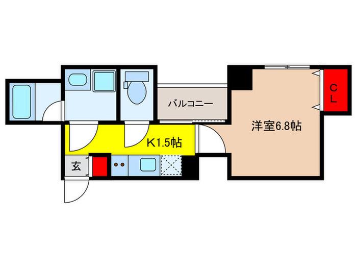 NS22 日本橋浜町(1K/8階)の間取り写真