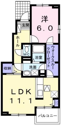 ウィルレジデンスVIII(1LDK/1階)の間取り写真