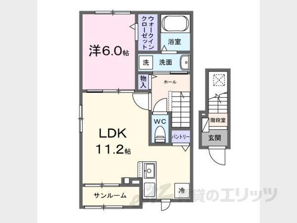 セレスティアI(1LDK/2階)の間取り写真