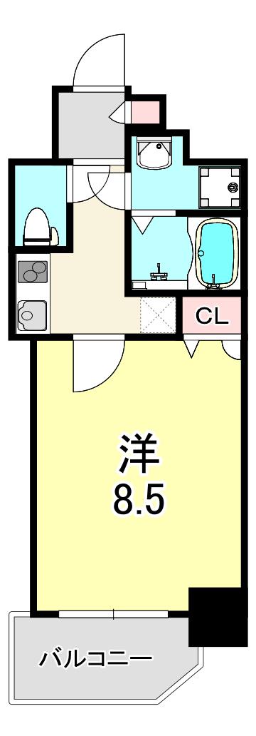 ワールドアイ難波南ミラージュ(1K/10階)の間取り写真
