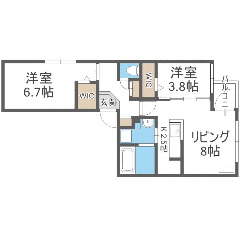 ECOA厚別南(2LDK/4階)の間取り写真