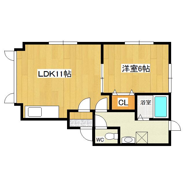 サイエンスハイツ(1LDK/1階)の間取り写真
