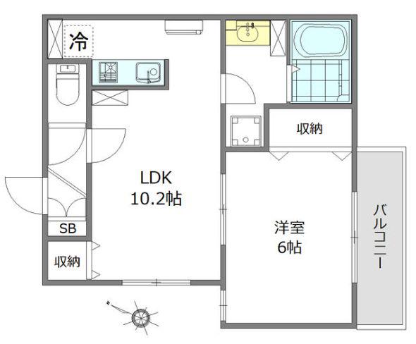 グレースガーデン学芸大(1LDK/2階)の間取り写真
