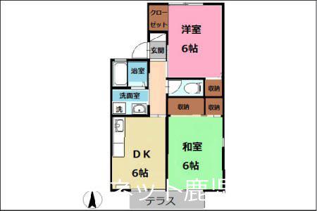 サニーヒル大峯台 B棟(1LDK/1階)の間取り写真