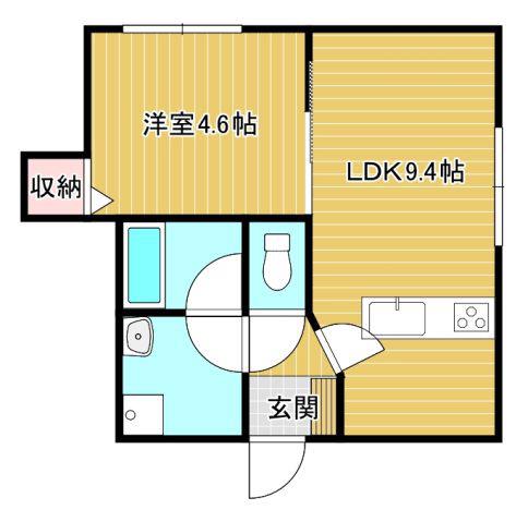 アスイエ(1LDK/1階)の間取り写真