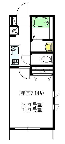 テラッツオ下北沢(1K/1階)の間取り写真