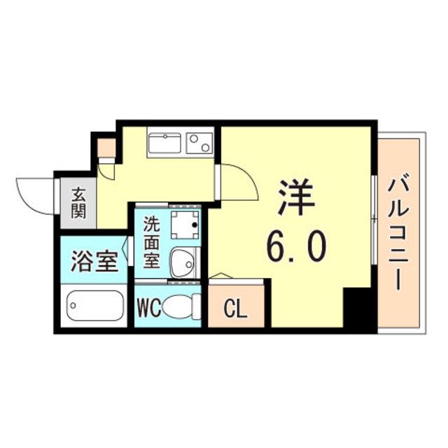 レーヴメゾン尼崎大物(1K/5階)の間取り写真