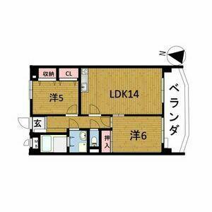 ファミール共栄(2LDK/2階)の間取り写真