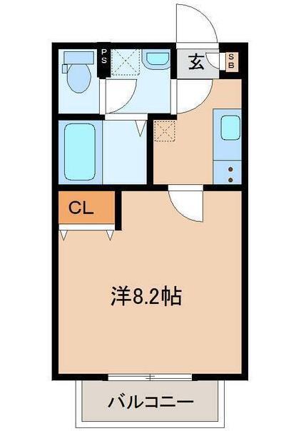 ネオステージ萩野町(1K/1階)の間取り写真