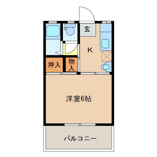 ハイツ上宇部(1K/1階)の間取り写真