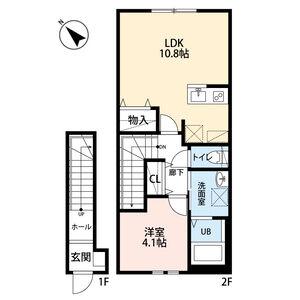メゾンドプルーン北山(1LDK/2階)の間取り写真