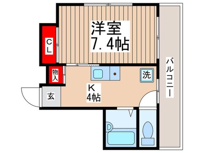 ユウハイムI(1K/3階)の間取り写真