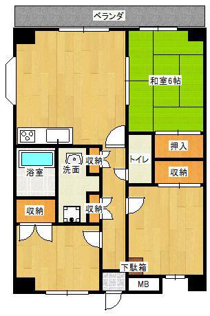 カームコート(3DK/2階)の間取り写真
