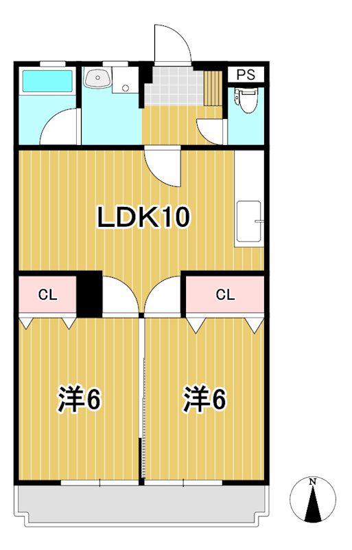 コーポ三協I(2LDK/3階)の間取り写真