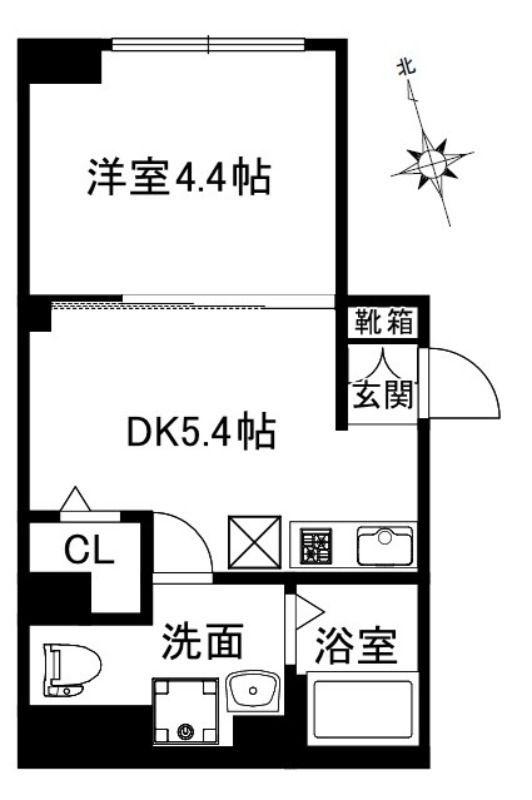 CREAL新富町(1DK/1階)の間取り写真