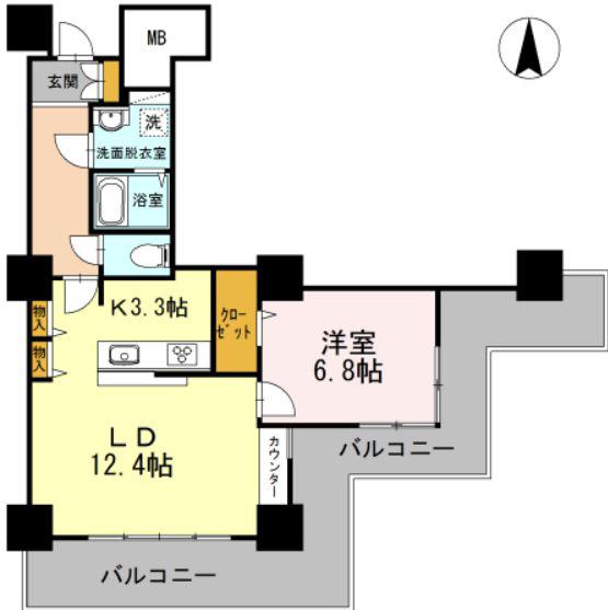 品川シーサイドビュータワーI(1LDK/12階)の間取り写真