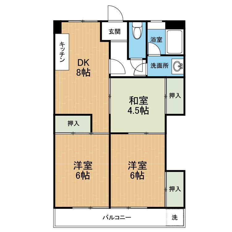 千馬ビル(3DK/2階)の間取り写真