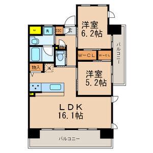 ベレッツァ門司(2LDK/6階)の間取り写真
