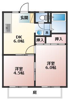 サンロード(2DK/1階)の間取り写真