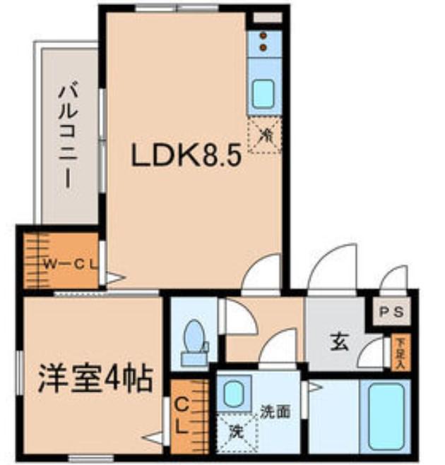 LEOARIES(1LDK/1階)の間取り写真