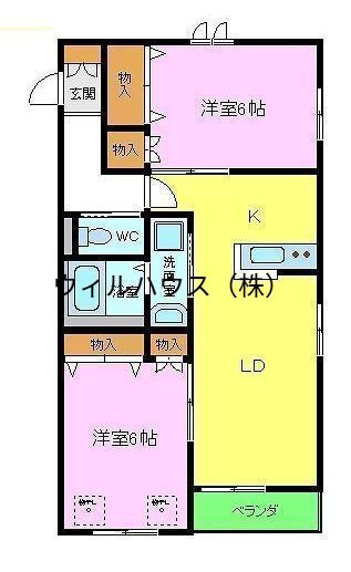 ヘーベルマンション浜寺(2LDK/2階)の間取り写真