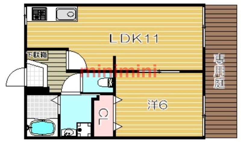 ファミール庄所(1LDK/1階)の間取り写真