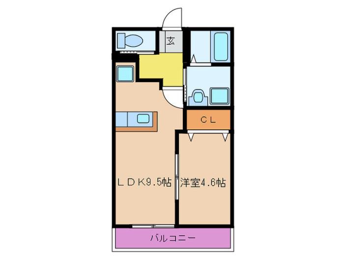 ファインフォレスタ夜臼(1LDK/1階)の間取り写真