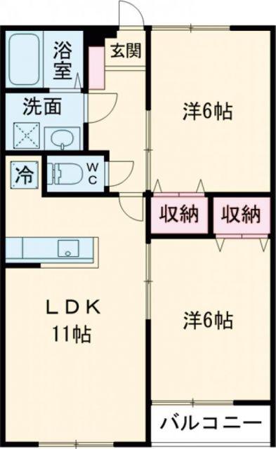 ブルーコート(2LDK/2階)の間取り写真