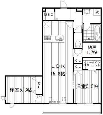 GRANDVILLA鷺宮(2SLDK/2階)の間取り写真
