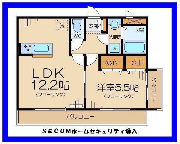 リブリサンモール(1LDK/2階)の間取り写真