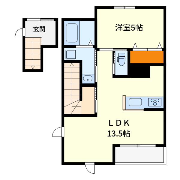 コリド赤塚(1LDK/2階)の間取り写真