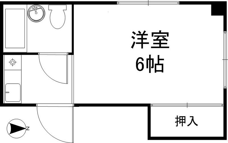 禅昌院町ハイツI(1K/2階)の間取り写真