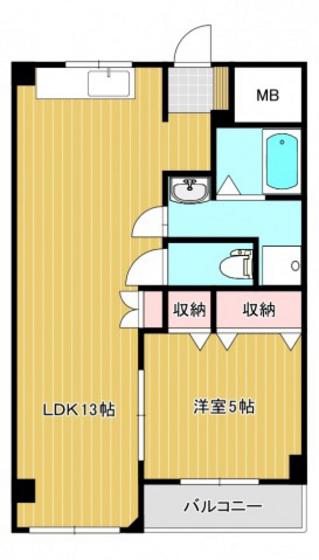 良光ビル(1LDK/5階)の間取り写真