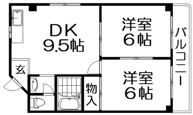 オスカー桜木(2DK/4階)の間取り写真