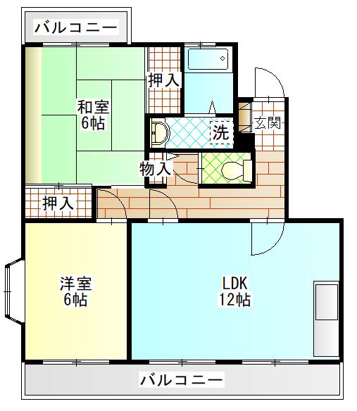 ピアシティ加藤(2LDK/4階)の間取り写真