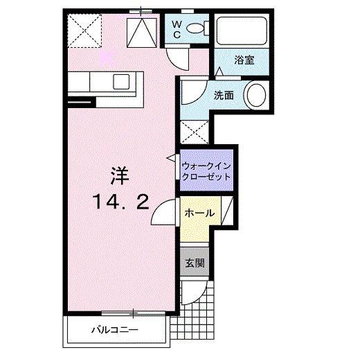 プラシード(ワンルーム/1階)の間取り写真