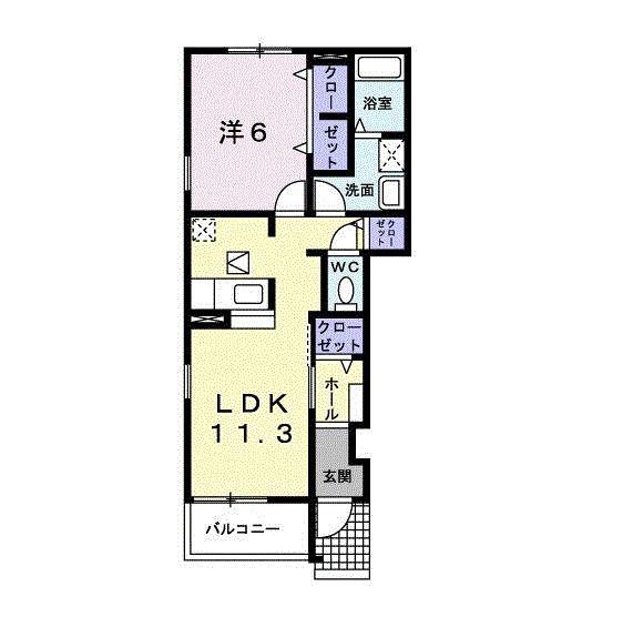 カーサ・フォルトナータC(1LDK/1階)の間取り写真