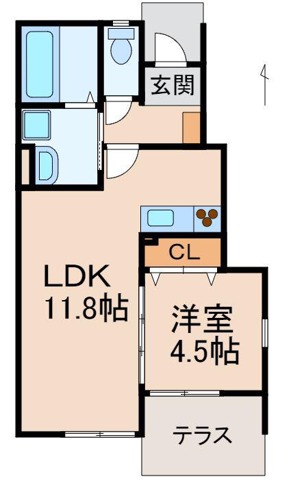 ハイツCL(1LDK/1階)の間取り写真
