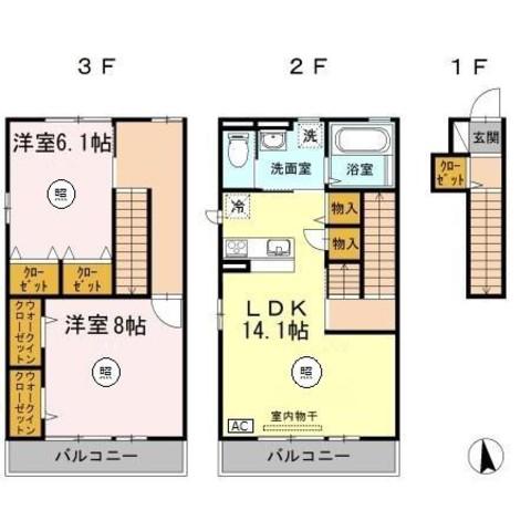 カサ・デ・サチⅢ(2LDK/2階)の間取り写真