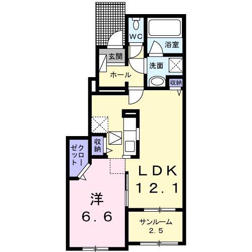 チアザス 西軽井沢B(1LDK/1階)の間取り写真