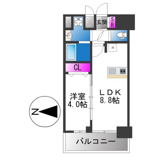 アドバンス大阪ベクエム(1LDK/10階)の間取り写真