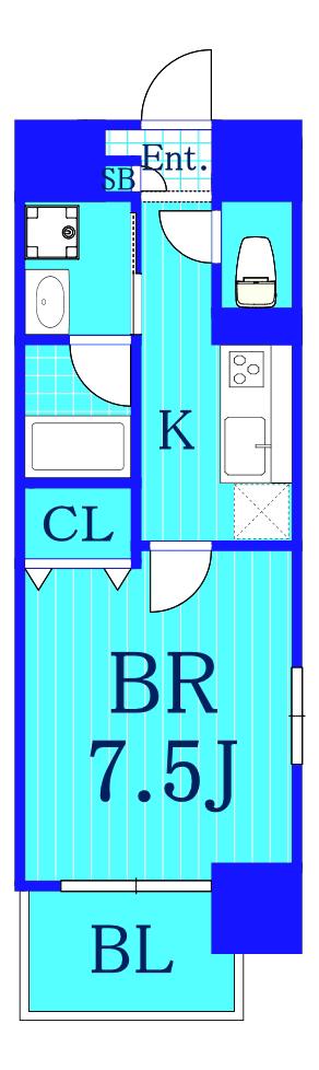 ブランドール川治(1K/6階)の間取り写真