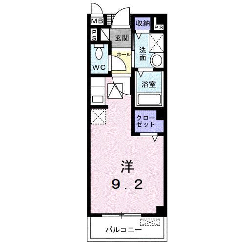 サンパティエコート(ワンルーム/1階)の間取り写真