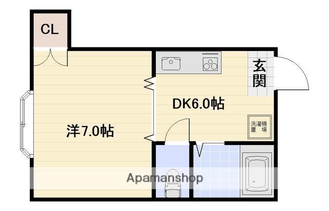 ヴィラージュ天神(1DK/3階)の間取り写真