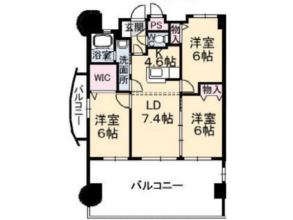 フラットリア春日 905(3LDK/9階)の間取り写真